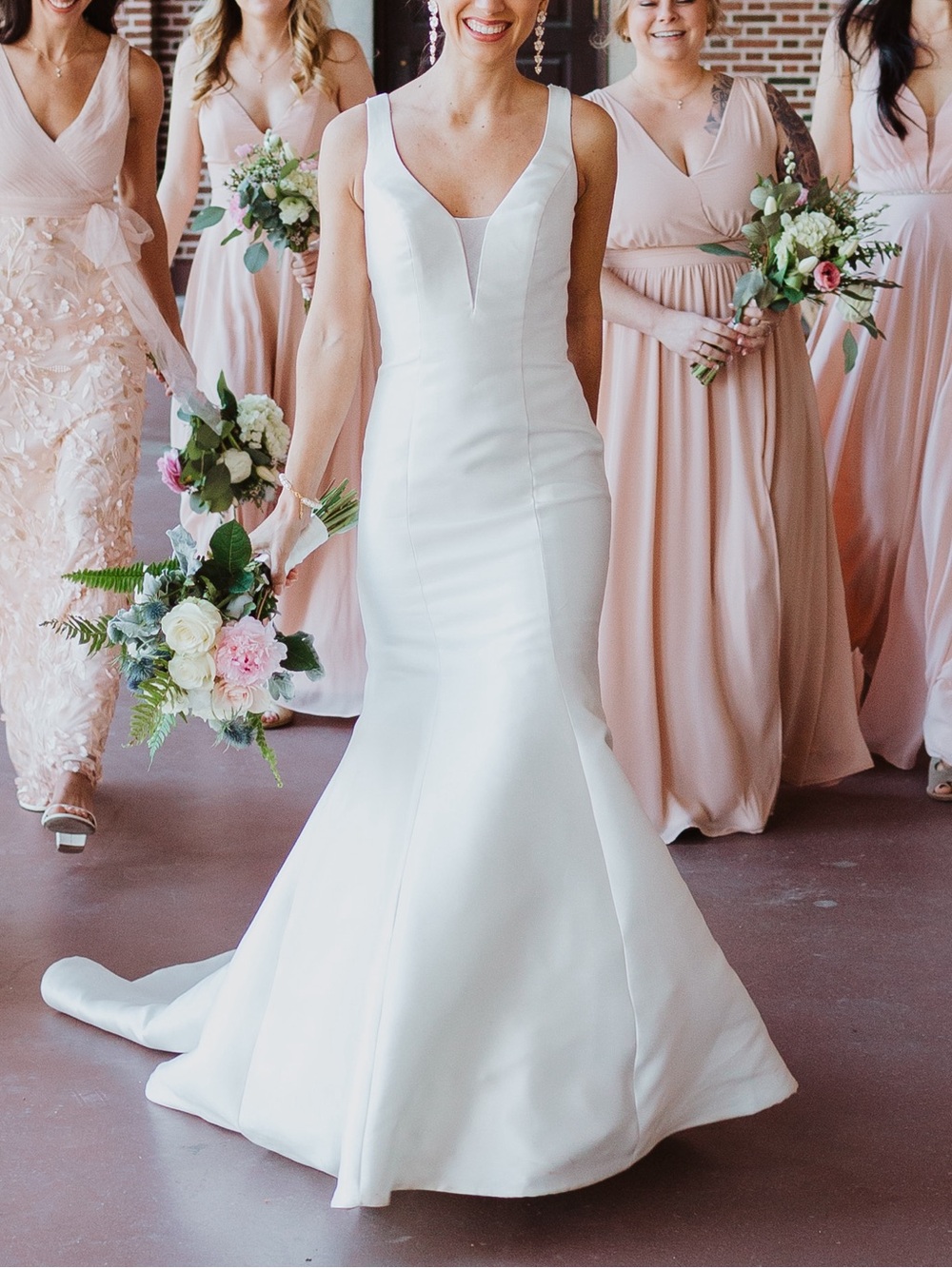 Pronovias Wedding Gown - size 0 Raw Silk With Button Down Train